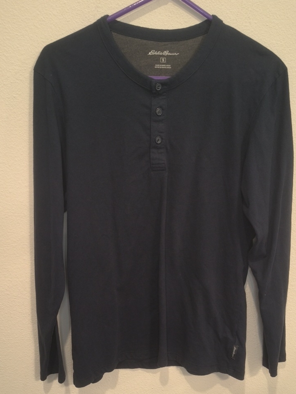 Eddie Bauer Dark Navy Long-Sleeve Henley Men's Small